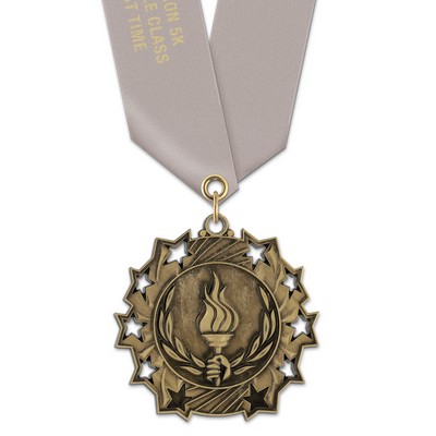 Torch TS Medal w/Satin Neck Ribbon (2¼")