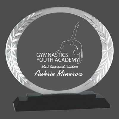 Oval Accent Glass Award on Black Base (5¾")