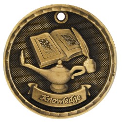 2" Antique Finish 3D Lamp of Knowledge Medal