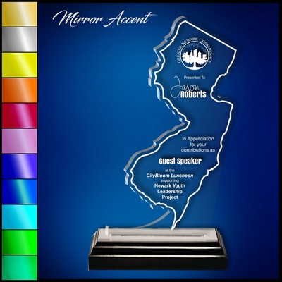 10" New Jersey Clear Acrylic Award Laser Engraved and Mirror Accent