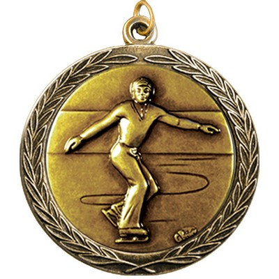 Stock Medal w/ Round Edge & Wreath (Figure Skating Male) 2 1/2"