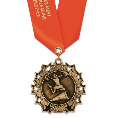 Cheerleading TS Medal w/Satin Neck Ribbon (2¼")