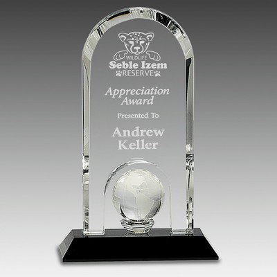 Crystal Dome w/Inset Globe on Base