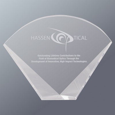 Self-Standing Faceted Crystal Fan Award, Medium (8"x6"H)