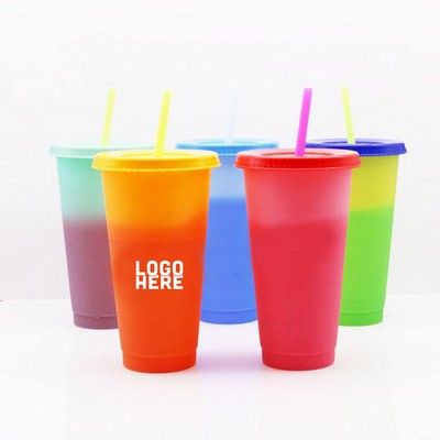 24 Oz Plastic Color Changing Tumbler