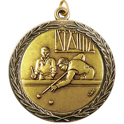 Stock Medal w/ Round Edge & Wreath (Billiards) 2 1/2"