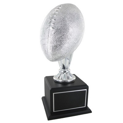 17" Silver Football Trophy w/10 ½" Ball on Black Base