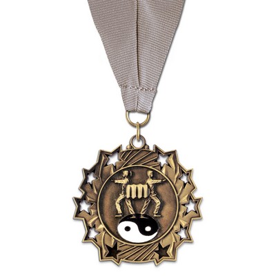 Martial Arts TS Medal w/Grosgrain Neck Ribbon (2¼")