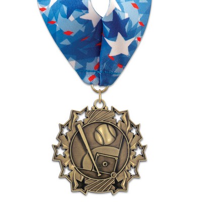 Baseball TS Medal w/Stock Millennium Neck Ribbon (2¼")