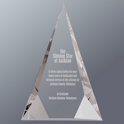 Self-Standing Faceted Crystal Triangle Award, Medium (6"x8"H)