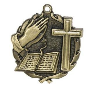 Medal, "Bible, Cross" - 1-3/4" Wreath Edging