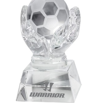 Crystal Hands Holding Soccer Ball