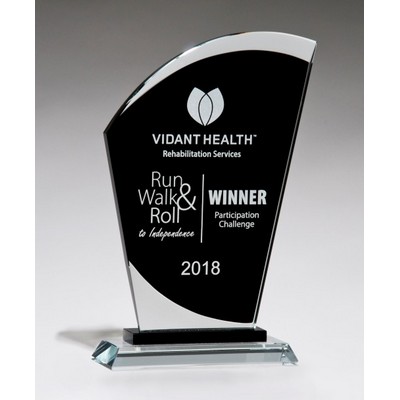 Sail-Shaped Glass Award with Black Center (5.125"x8")
