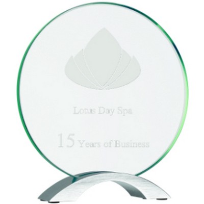 Round Cosmic Glass Award w/Silver Base (8 1/2")