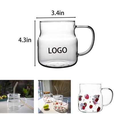 22 Oz Glass Mug with Straw & Lid