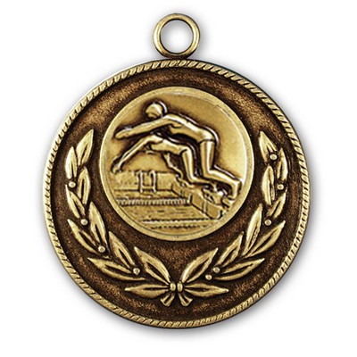 Stock Classic Wreath With Rope Edge 2" Medal- Swimming Female