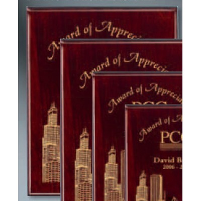 Piano Finish Rosewood Plaque w/Gold Filled Laser Engraving (10 1/2"x13")