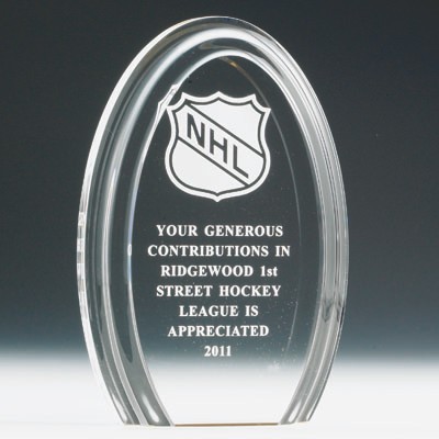 7" Oval Acrylic Trophy w/Reflective Gold Base