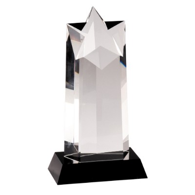 9 1/4" Crystal Star Column on Black Pedestal Base