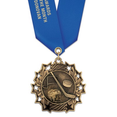 Hockey TS Medal w/Satin Neck Ribbon (2¼")