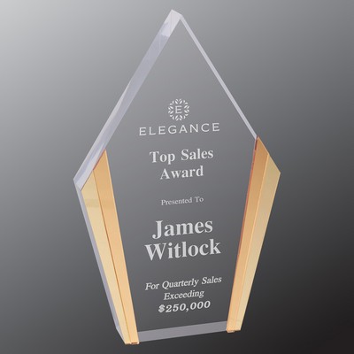 4.75" x 7.5" Gold Diamond Acrylic Award