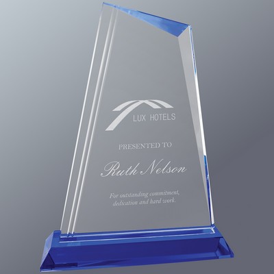 Clear Crystal Peak on Blue Crystal Base, Large (7-3/4"x 9-3/4"H)