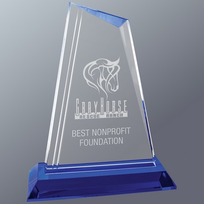 Clear Crystal Peak on Blue Crystal Base, Small (6"x 7-3/4"H)