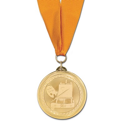 Art Brite Laser Medal w/Grosgrain Neck Ribbon (2")