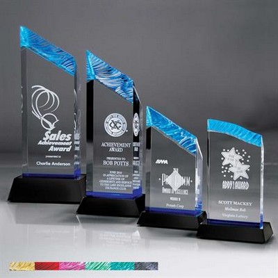 Medium Blue Chisel Carve Tower Award on Base