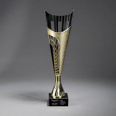 Small Gold Finish Plastic Cup on Marble Base (Gold/Black)