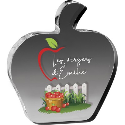 Clear Apple Paper Weight (4 1/8"x 4 5/8" 3/4") Full Color PhotoImage