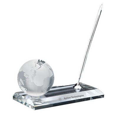 Crystal Globe w/Pen Stand Set