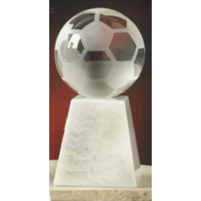 4" Crystal Soccer Ball Award w/Base
