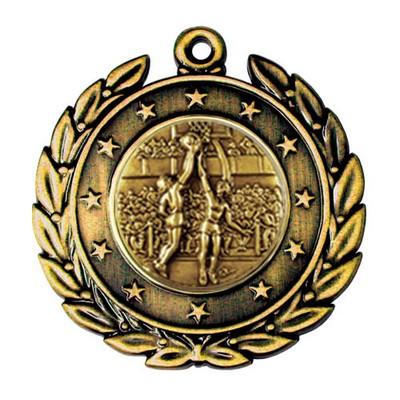 Stock Stars Wreath 2" Medal- Basketball Female