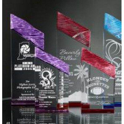 Carved Acrylic Tower Award w/Red Highlights (6")