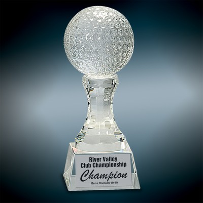 Large Crystal Golf Ball On Clear Base Award