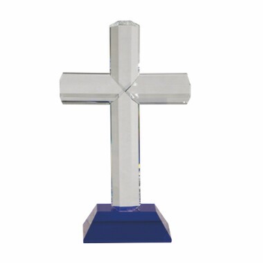 Crystal Cross Recognition Award / Blue Base (SAND BLASTED)