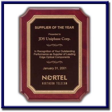 Rosewood Piano Finish Plaque w/ Notched Corners (11"x15")