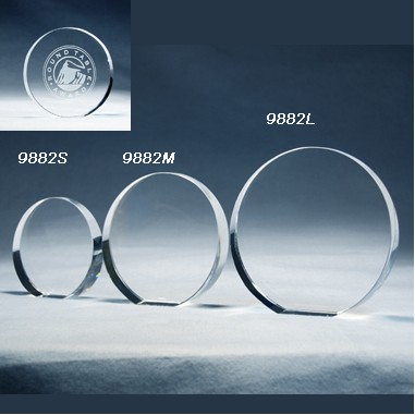 Round Upright Crystal Trophy - Large