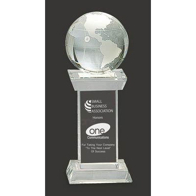 World Stage Crystal Globe Tower Award - 8'' H