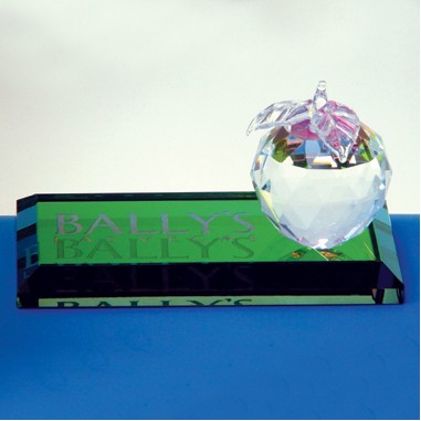 Flat Prism Award w/Mini Crystal Apple (Screen Printed)