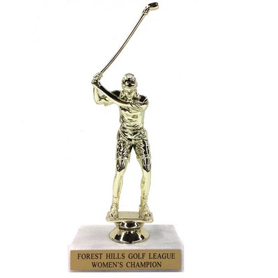 6 ½" Female Golfer Trophy w/Marble Base