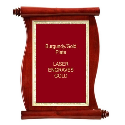 Scroll Plaque 7-1/2" x 8-3/4" With a 4" x 6" Burgundy/Gold Florentine Plate
