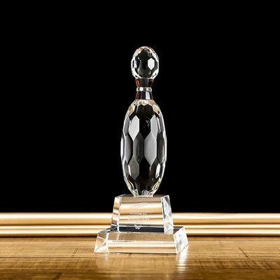 Clear Base Bowling Shape Crystal Trophy