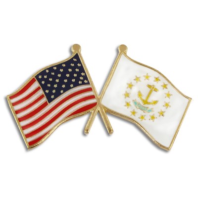 Rhode Island & USA Crossed Flag Pin