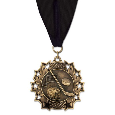Hockey TS Medal w/Grosgrain Neck Ribbon (2¼")