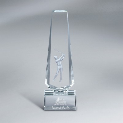 Crystal Tower with Golfer (2 3/4"x8"x2 3/4")