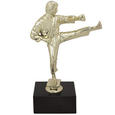9 ½" Male Karate Figure Trophy w/Black Marble Base