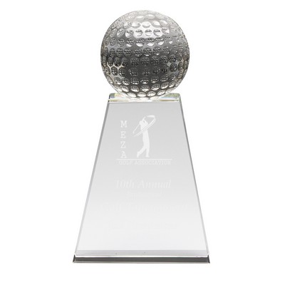 7 3/4" x 2 3/4" Clear Crystal Golf Ball Atop a Crystal Tower