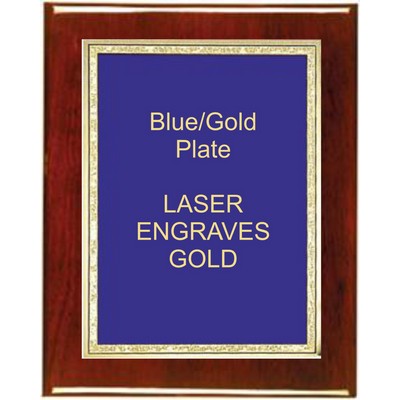 Rosewood 9" x 12" Piano Finish Plaque - With 7" x 10" Blue/Gold Florentine Plate